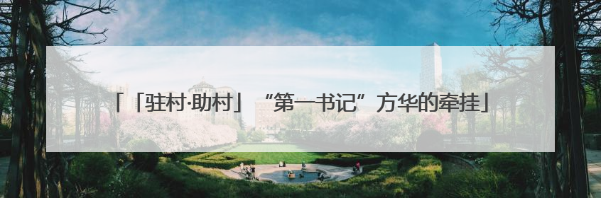 「驻村·助村」“第一书记”方华的牵挂