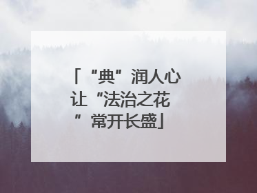 “典”润人心 让“法治之花”常开长盛