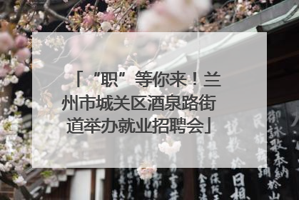 “职”等你来！兰州市城关区酒泉路街道举办就业招聘会