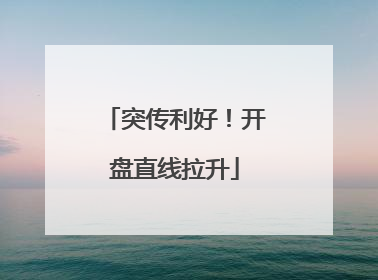 突传利好！开盘直线拉升