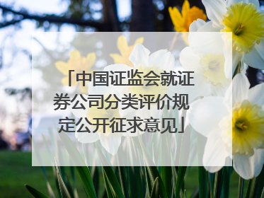 中国证监会就证券公司分类评价规定公开征求意见