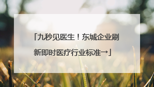 九秒见医生！东城企业刷新即时医疗行业标准→