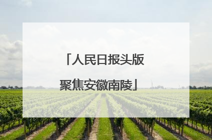 人民日报头版聚焦安徽南陵