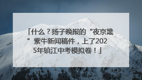 什么？扬子晚报的“夜京畿”紫牛新闻稿件，上了2025年镇江中考模拟卷！