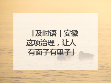 及时语｜安徽这项治理，让人有面子有里子