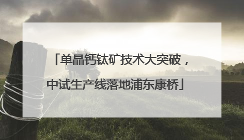 单晶钙钛矿技术大突破，中试生产线落地浦东康桥