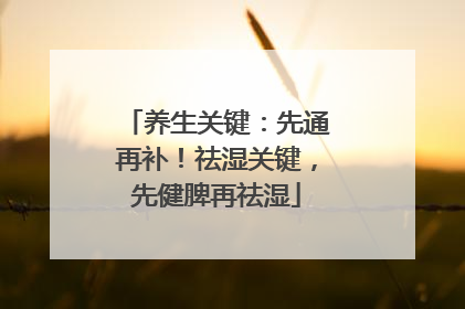 养生关键：先通再补！祛湿关键，先健脾再祛湿