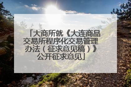 大商所就《大连商品交易所程序化交易管理办法（征求意见稿）》公开征求意见
