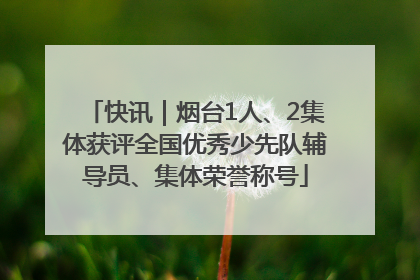快讯｜烟台1人、2集体获评全国优秀少先队辅导员、集体荣誉称号
