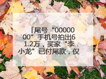 尾号“0000000”手机号拍出61.2万，买家“李小龙”已付尾款，仅享有使用权