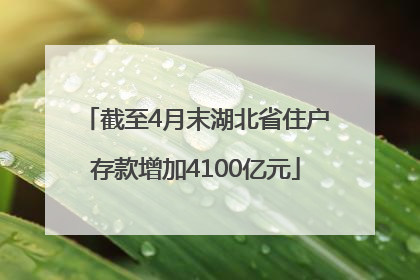 截至4月末湖北省住户存款增加4100亿元