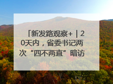 新发路观察+｜20天内，省委书记两次“四不两直”暗访，有何深意？