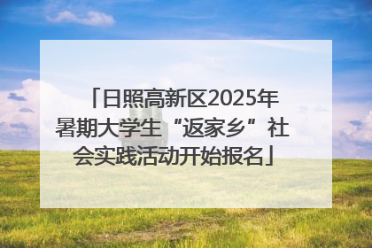 日照高新区2025年暑期大学生“返家乡”社会实践活动开始报名