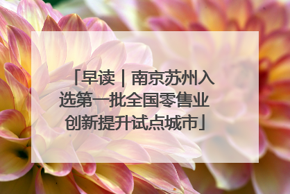 早读｜南京苏州入选第一批全国零售业创新提升试点城市
