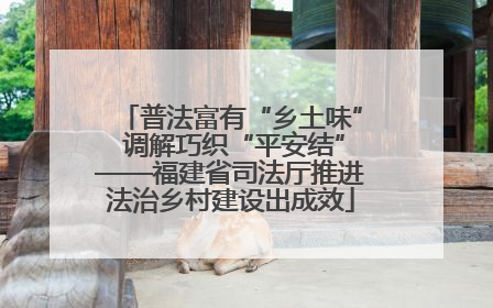普法富有“乡土味” 调解巧织“平安结”——福建省司法厅推进法治乡村建设出成效