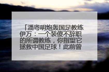 潘粤明炮轰国足教练伊万：一个装傻不辞职的所谓教练，你指望它拯救中国足球！此前曾多次发文评价国足