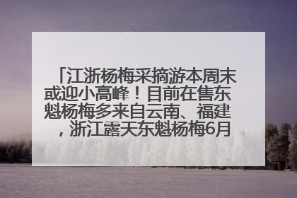 江浙杨梅采摘游本周末或迎小高峰！目前在售东魁杨梅多来自云南、福建，浙江露天东魁杨梅6月中旬大量上市
