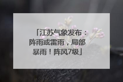 江苏气象发布：阵雨或雷雨，局部暴雨！阵风7级