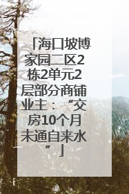 海口坡博家园二区2栋2单元2层部分商铺业主：“交房10个月未通自来水”