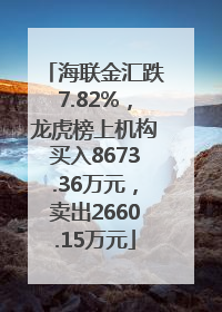 海联金汇跌7.82%，龙虎榜上机构买入8673.36万元，卖出2660.15万元