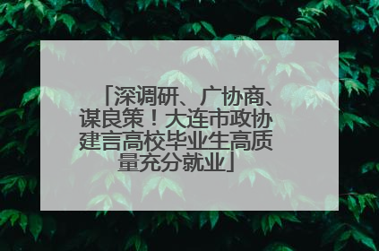 深调研、广协商、谋良策！大连市政协建言高校毕业生高质量充分就业