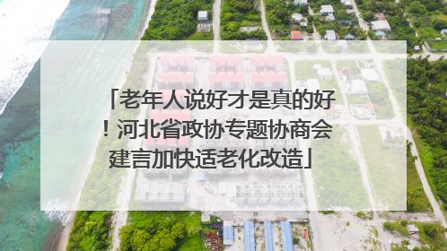 老年人说好才是真的好！河北省政协专题协商会建言加快适老化改造