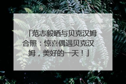 范志毅晒与贝克汉姆合照：惊喜偶遇贝克汉姆，美好的一天！