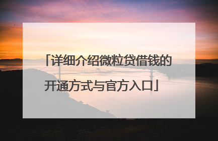 详细介绍微粒贷借钱的开通方式与官方入口