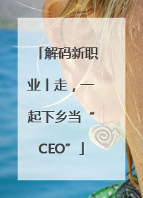解码新职业丨走，一起下乡当“CEO”