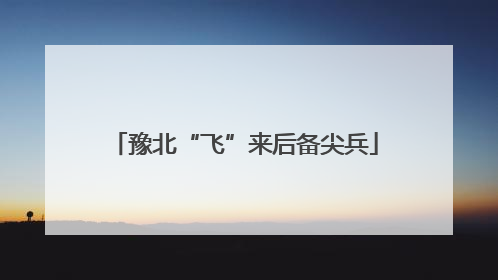 豫北“飞”来后备尖兵