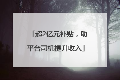 超2亿元补贴，助平台司机提升收入