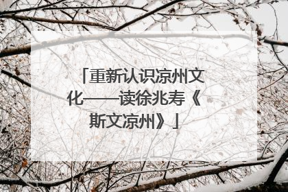 重新认识凉州文化——读徐兆寿《斯文凉州》