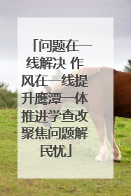 问题在一线解决 作风在一线提升鹰潭一体推进学查改聚焦问题解民忧