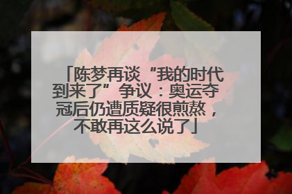 陈梦再谈“我的时代到来了”争议：奥运夺冠后仍遭质疑很煎熬，不敢再这么说了