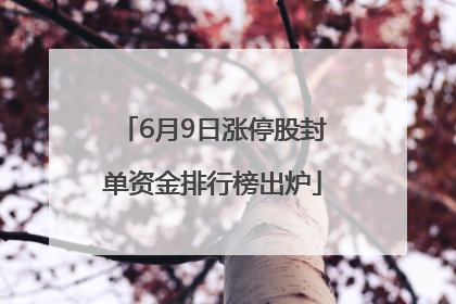 6月9日涨停股封单资金排行榜出炉