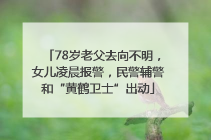 78岁老父去向不明，女儿凌晨报警，民警辅警和“黄鹤卫士”出动